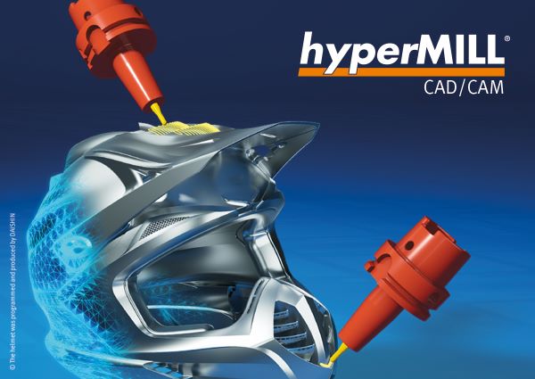 OPEN MIND Key Visual:The helmet programmed with the CAD/CAM software <em>hyper</em>MILL and machined on a DMU 60 P duoBLOCK