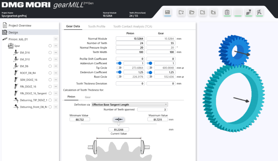 gearMILL2.0 interface